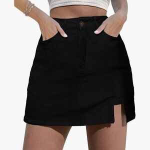Black Denim Mini Skirt with built in shorts